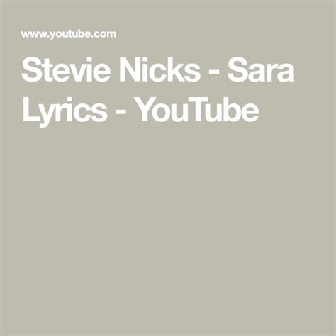 sara's song lyrics|sara lyrics stevie nicks.